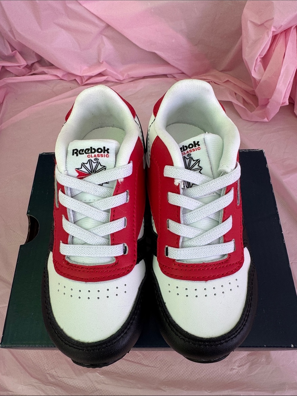 Reebok Kids White, Red & Black Classic Sneakers